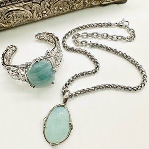 🔥Vintage Demi semi precious crystal bracelet necklace set